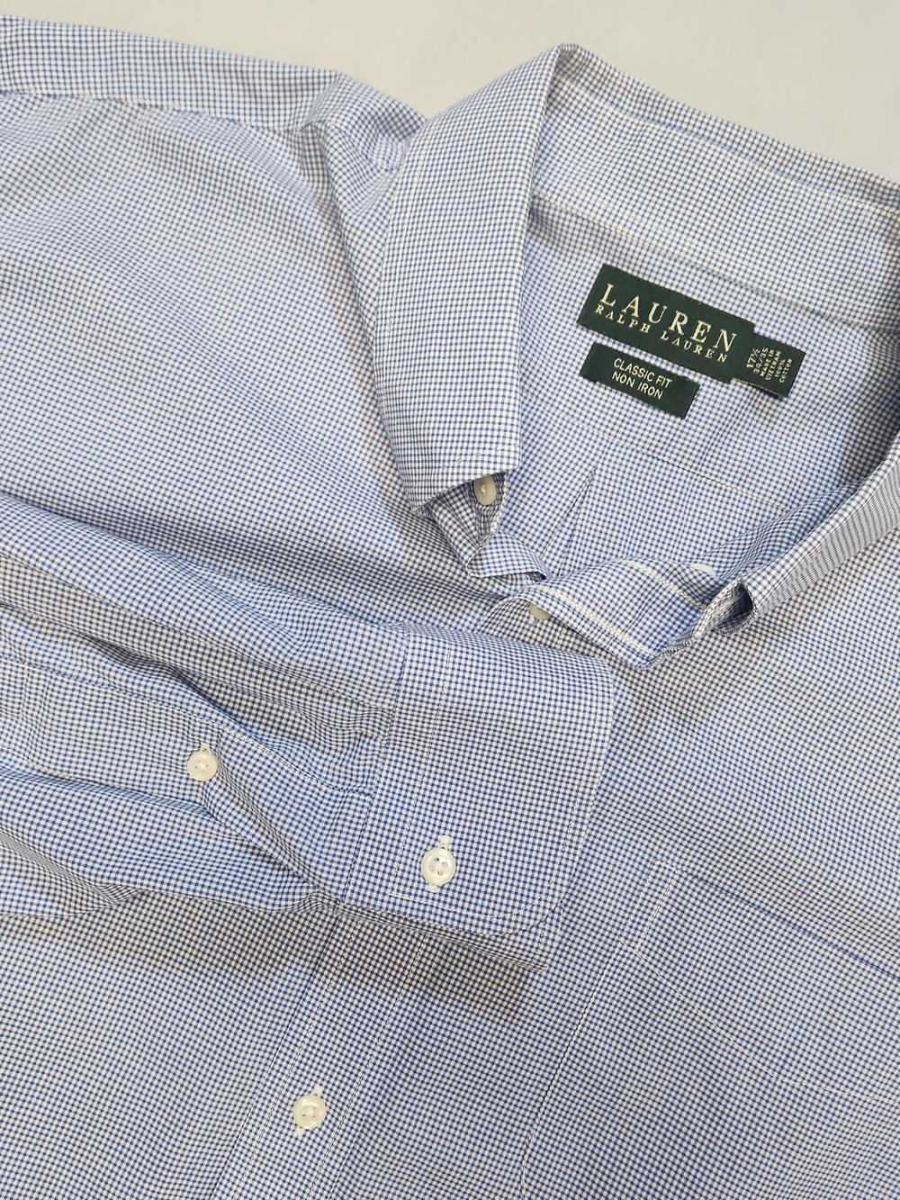 Lauren Ralph Lauren Men's Non Iron Check Oxford Long Sleeve Shirt 17. 5 34/35